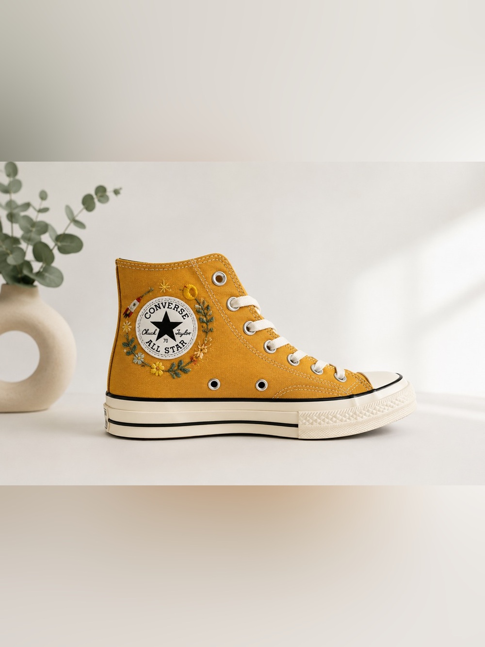 Embroidered Floral Converse